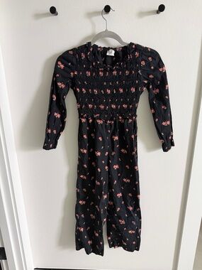 Crewcuts Black Jumpsuit with Pink Floral Print